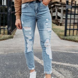 Risen Distressed Boyfriend Skinny Jeans Boutique Judy Blue